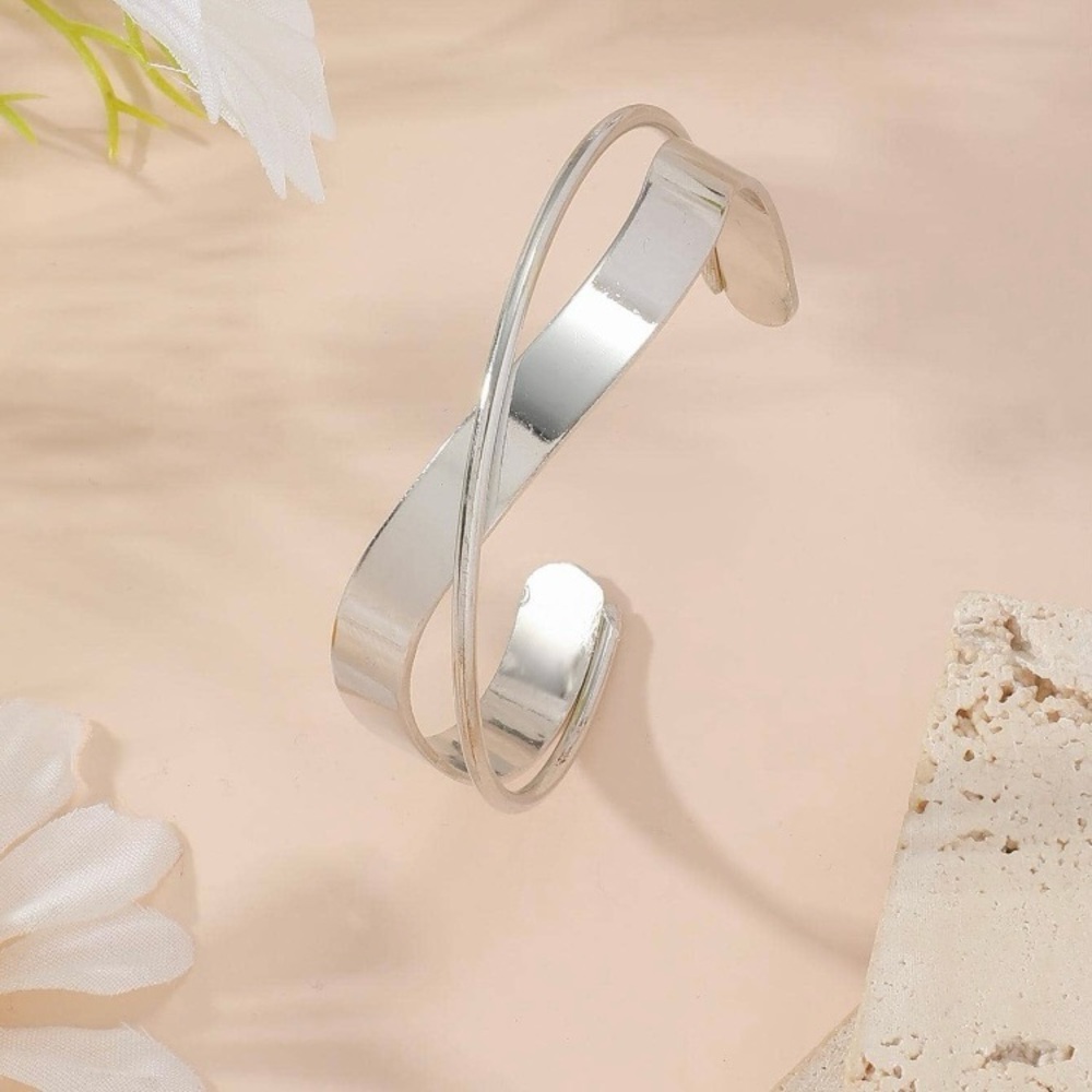Sleek Silver Geometric Cuff Bracelet